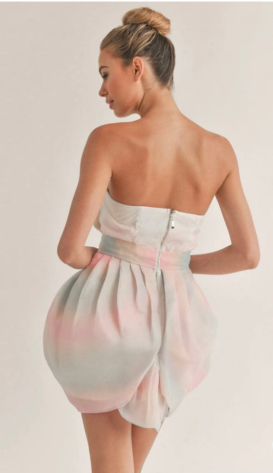 WOMEN'S SLEEVELESS TIE DYE TUBE MINI DRESS