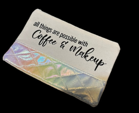 Iridescent Cosmetic Bag with Inspirational Quote